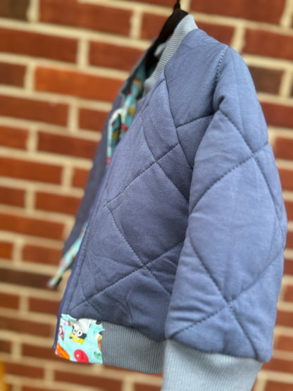 NEW- “Flower bears” Quilted/Reversible bamboo jacket