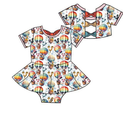 Dahlia’s Balloon Ride- Bow Back Bodysuit Twirl Dress RTS