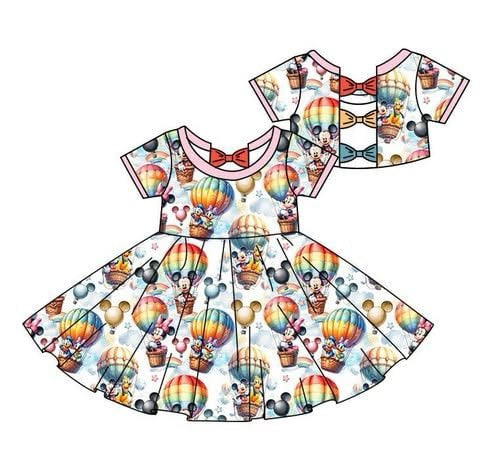 Dahlia’s Balloon Ride- Bow Back Twirl Dress RTS