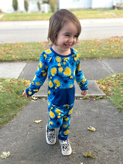 Adalyn's Color Burst Crescent Zip Peekaboo ADAPTIVE  Romper- DS RTS