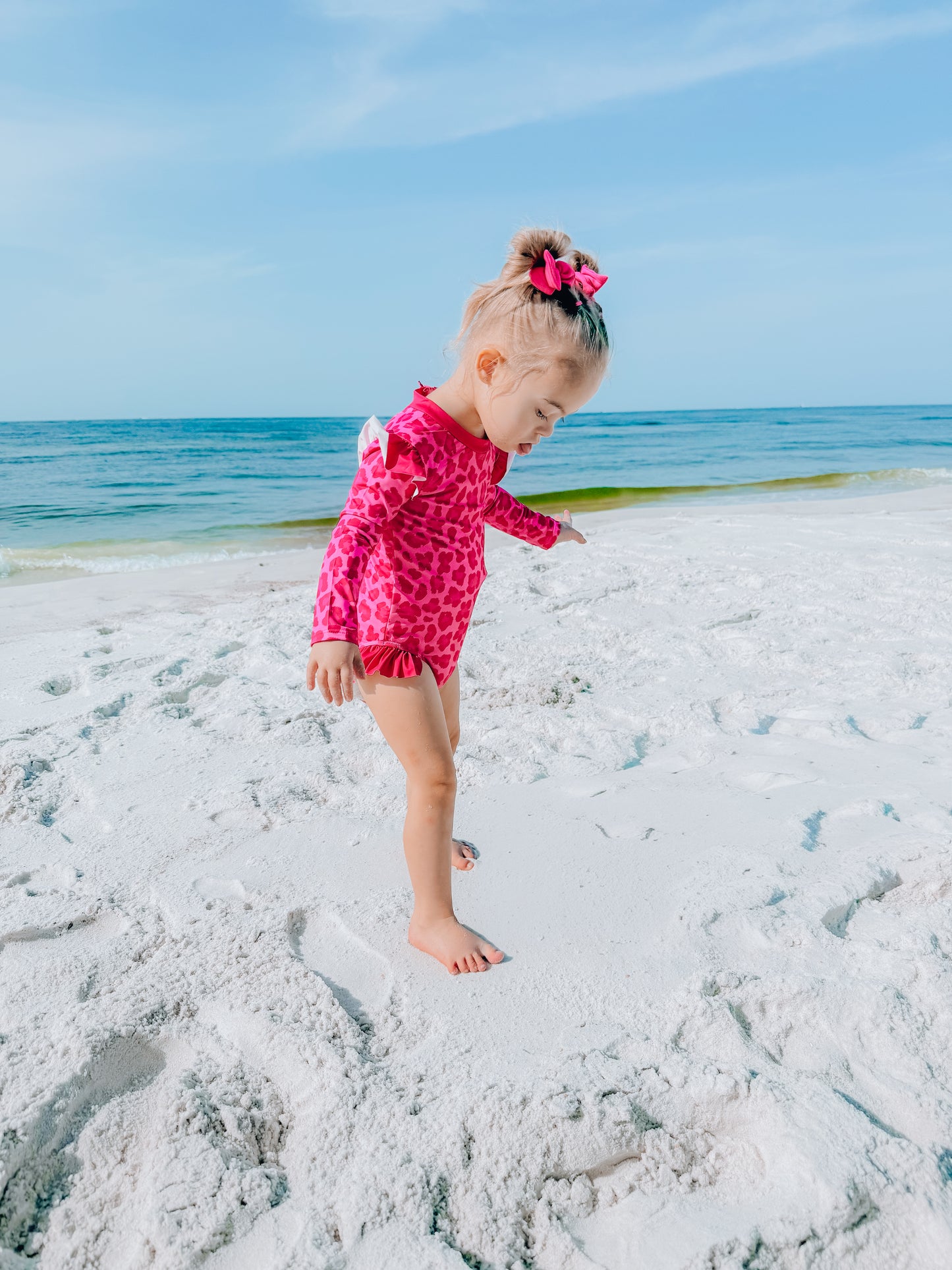 Cheetah Cutie Long Sleeve One Piece Swim Suit- Swim RTS