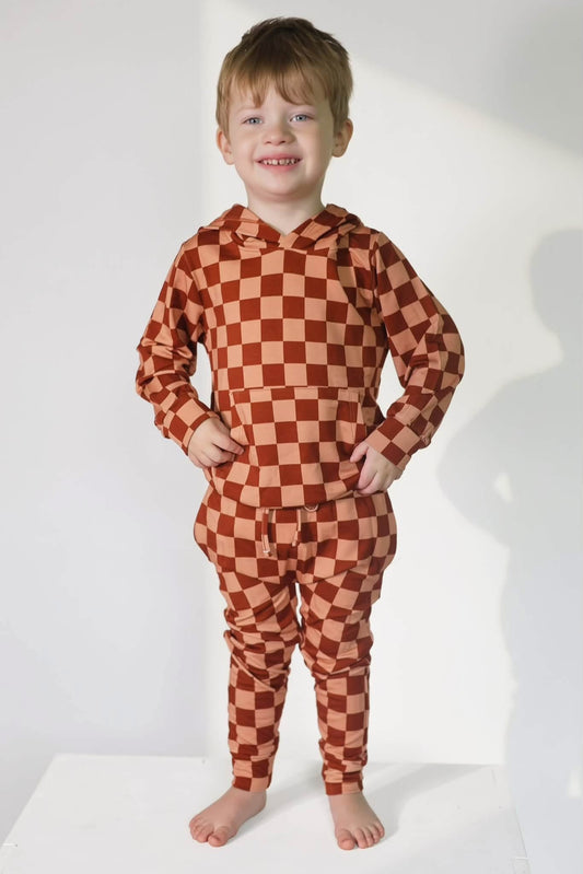 Apple Cider Checks Kids Oversized Hoodie w/ Jogger Set- Autumn RTS