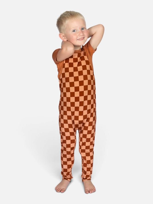 Apple Cider Checks Kids Overalls w/ Tee- Autumn RTS