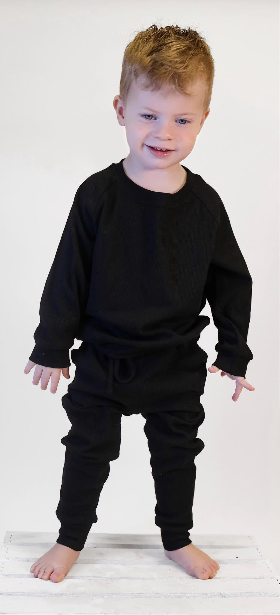 Blackout Solid Ribbed Crewneck/Jogger Set- RTS