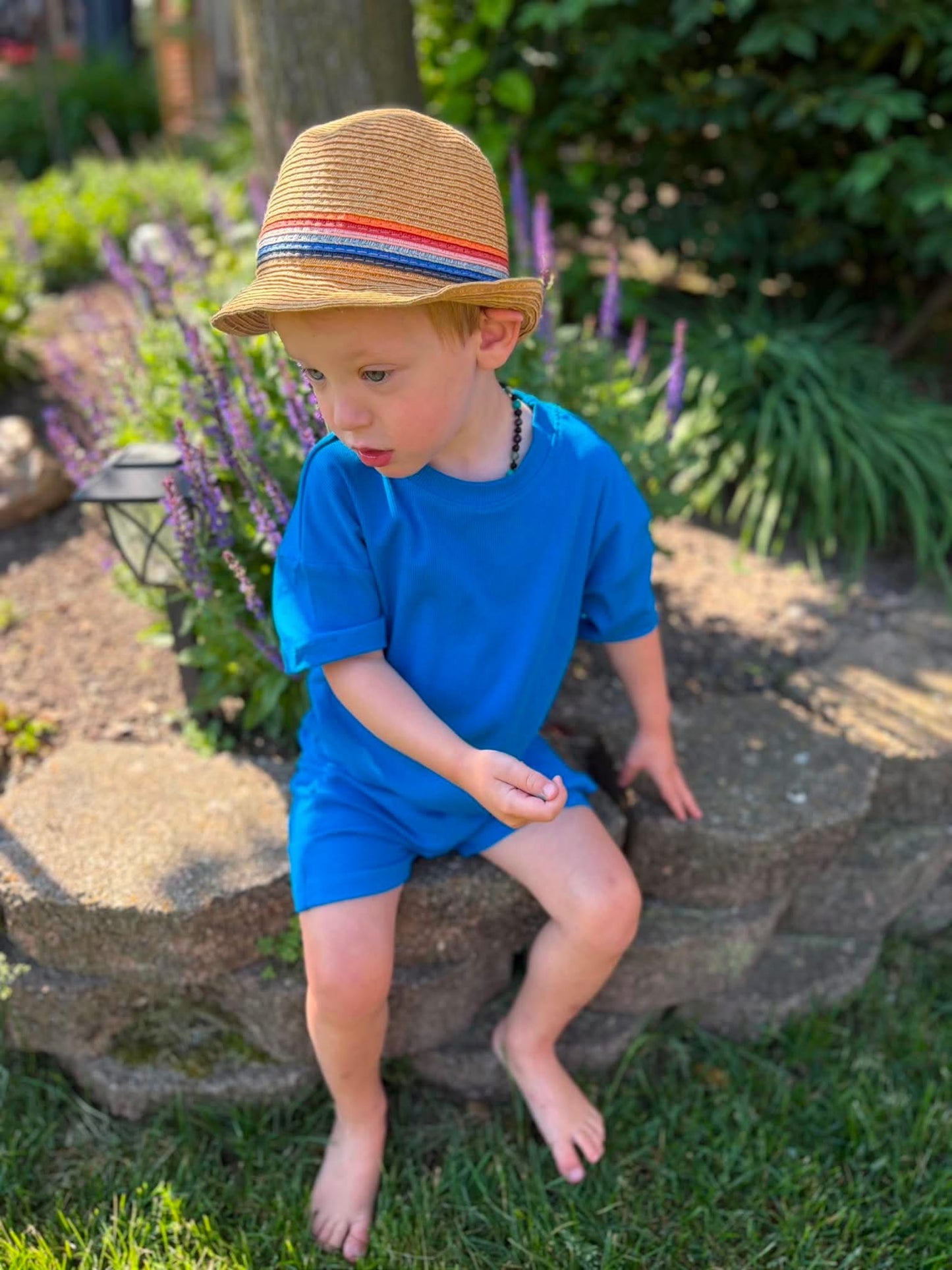 Royal Spark Kids Ribbed Oversized Tee & Biker Short Set- 4OJ RTS