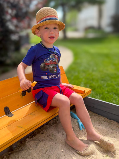 Red, White & Vroom Kids Tee & Short Set- 4OJ RTS