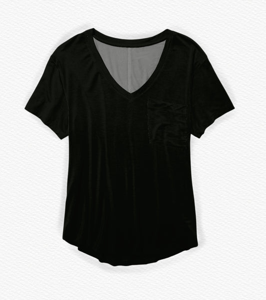 Women’s black V neck tee- READY TO SHIP