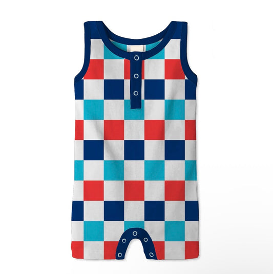 Star Spangled Checks Tank Shortie- 4OJ Pre-Order