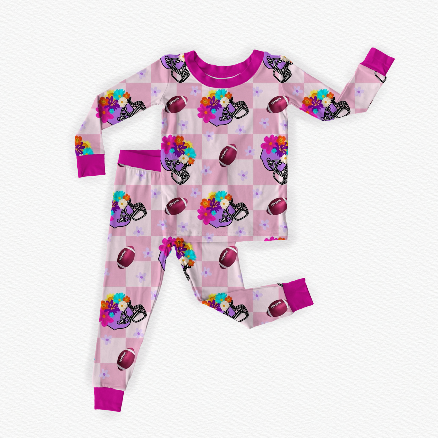 First Down Florals Long Sleeve/Pant Pj Set- Touchdown Pre-Order