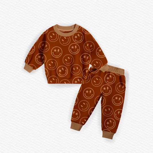 Smiley Kids Oversized Crewneck w/ Jogger Set- Autumn Pre-Order