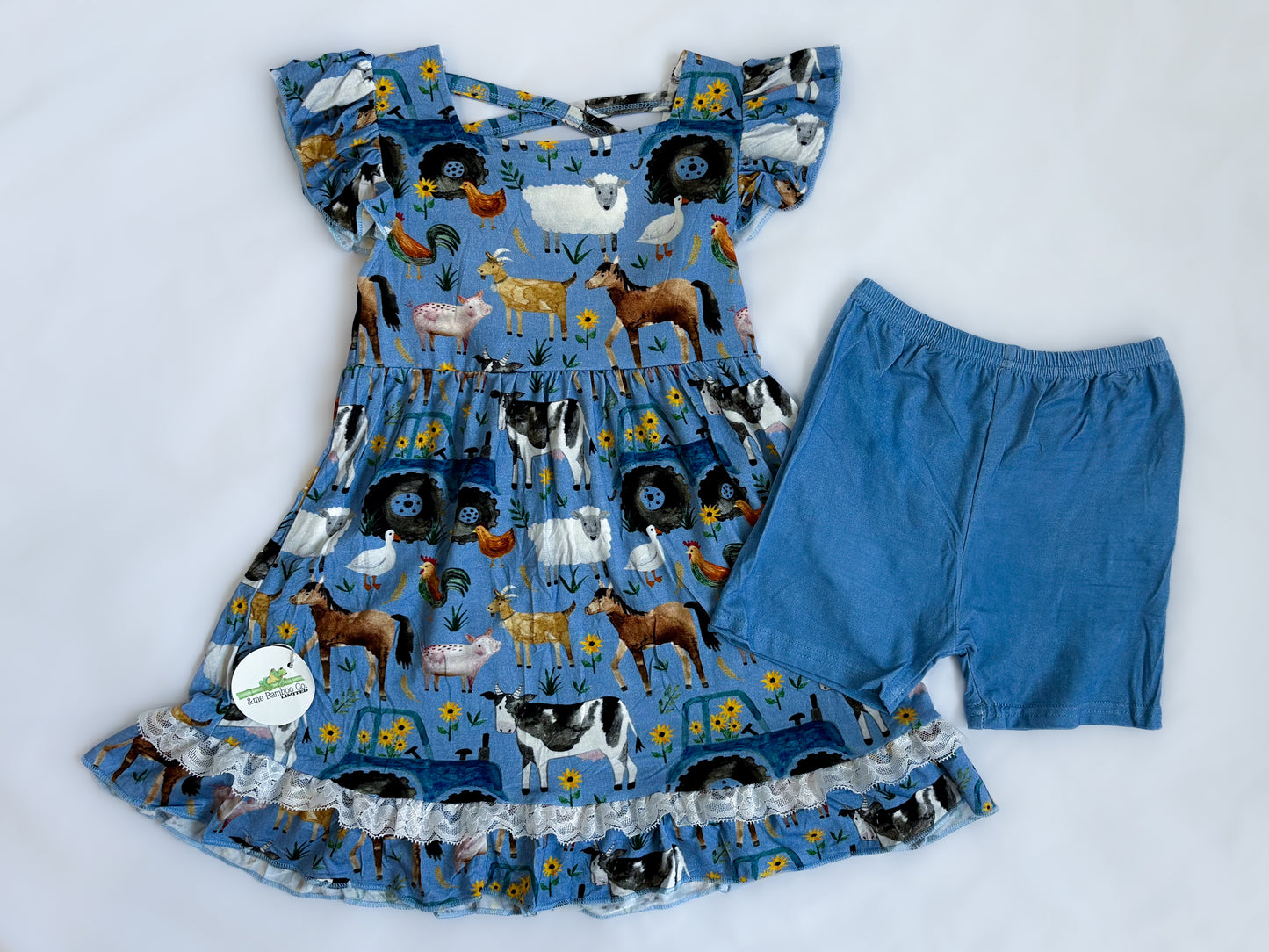 Farm Charm Twirl Dress with Shorts- RTS