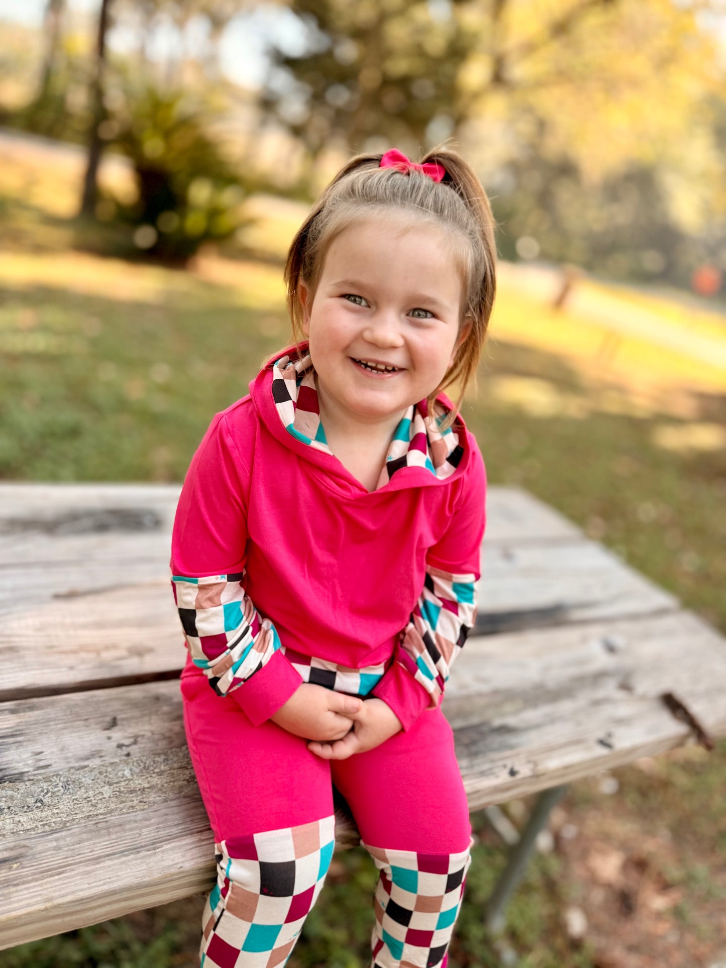 Fallin’ for Checks Girl’s Kid Hoodie/Jogger Set- RTS