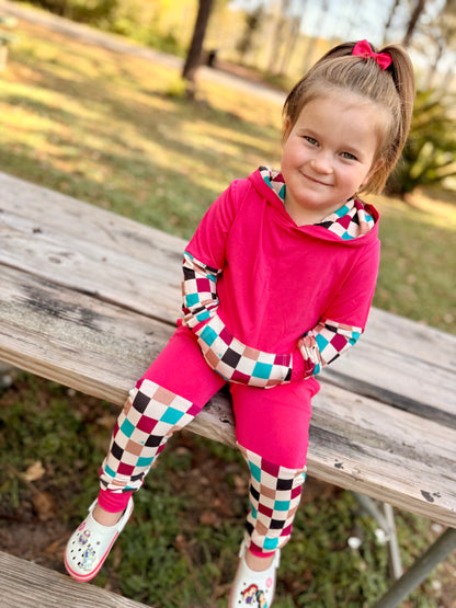 Fallin’ for Checks Girl’s Kid Hoodie/Jogger Set- RTS