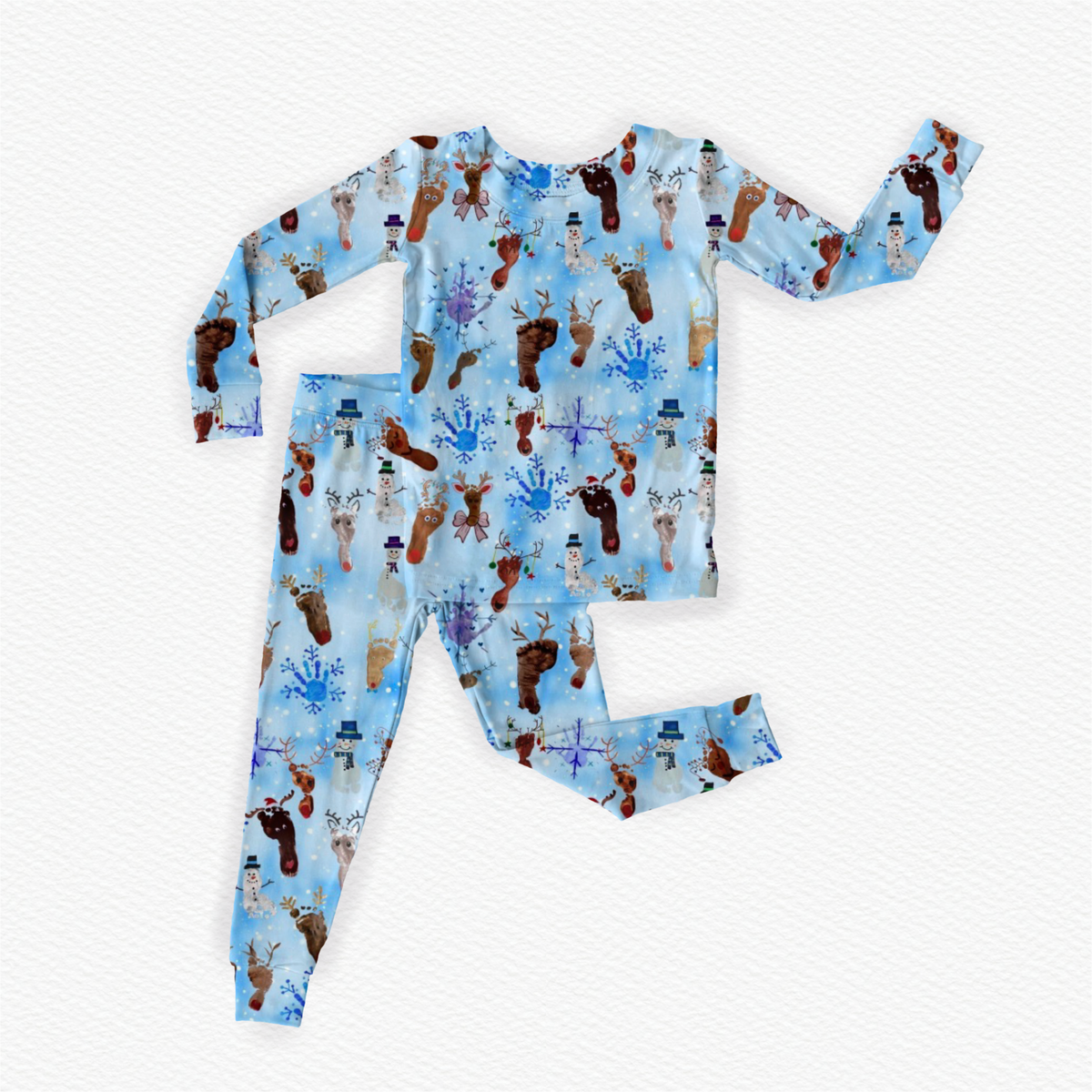 Snow Much Love Long Sleeve/Pant w Fold Over Feet Pj Set- LA Winter Pre-Order
