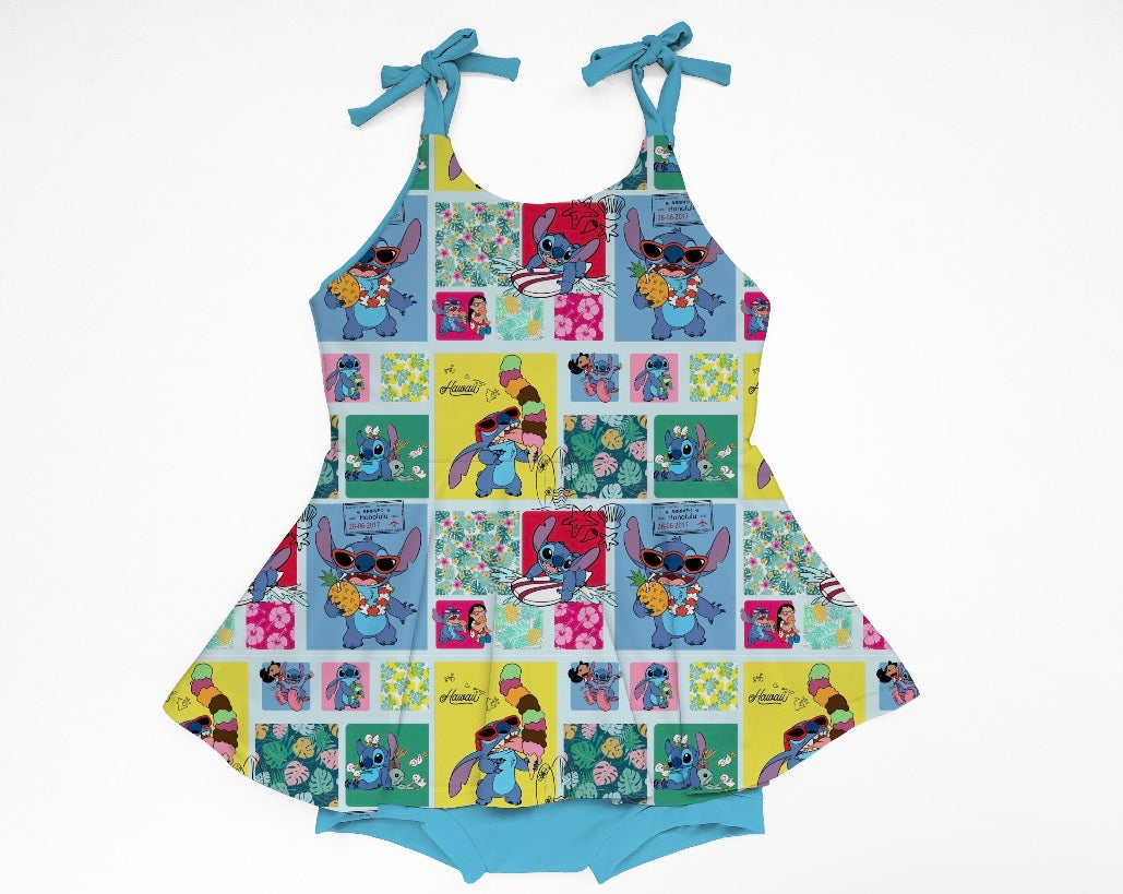 Cute and Fluffy Tie Twirl with Bloomers- Patchwork RTS