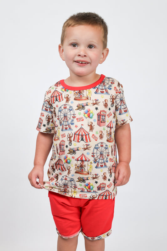 Curious Circus Short Sleeve Tee w/ Short Set- RTS