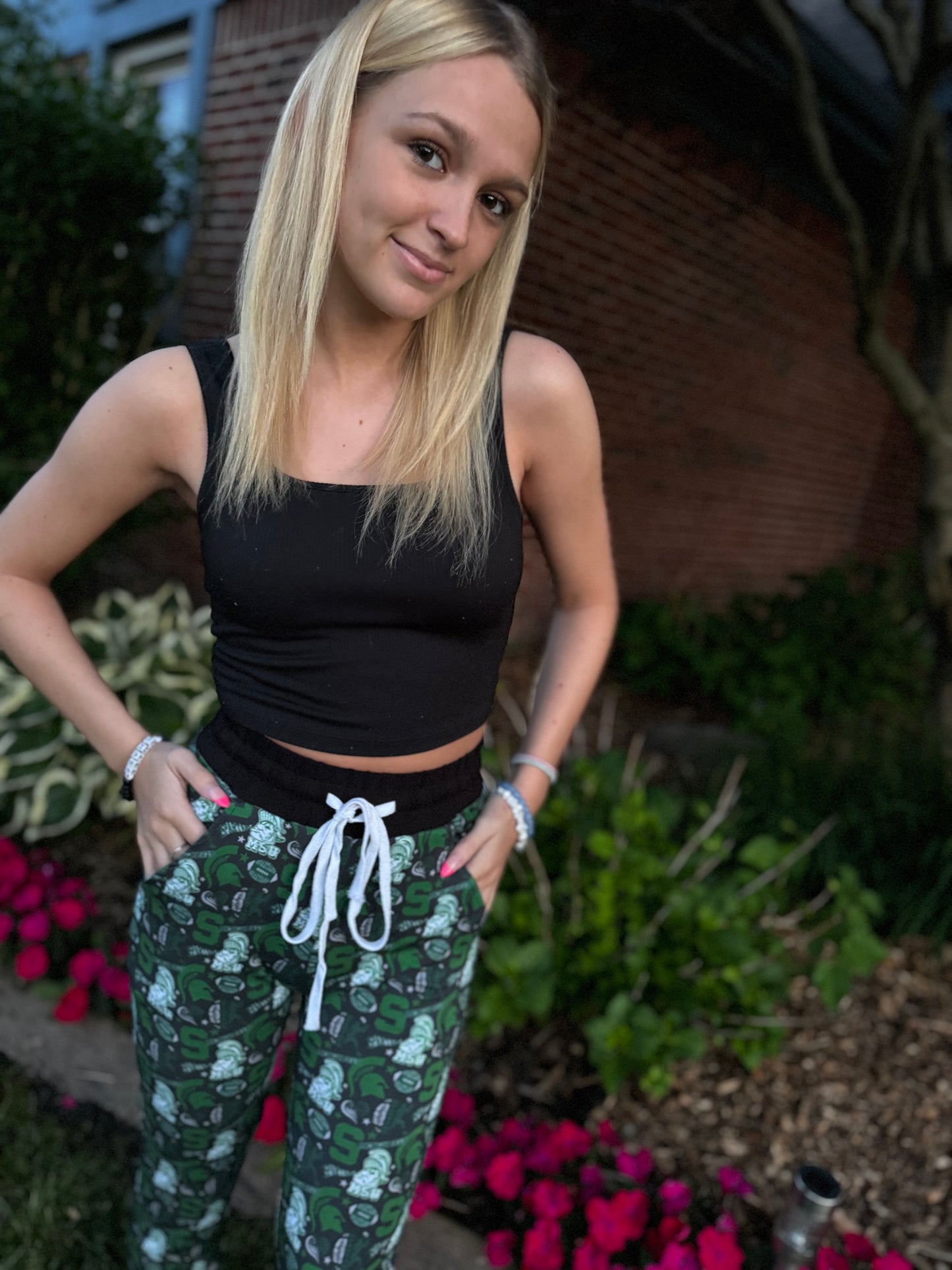 READY TO SHIP- Sparty on, go Green women’s bamboo joggers