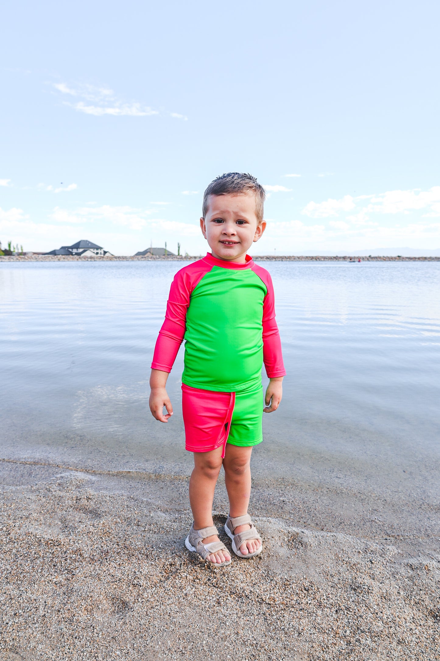 Shockwave Colorblock Long Sleeve Rash Guard w/ Swim Trunks- Swim RTS