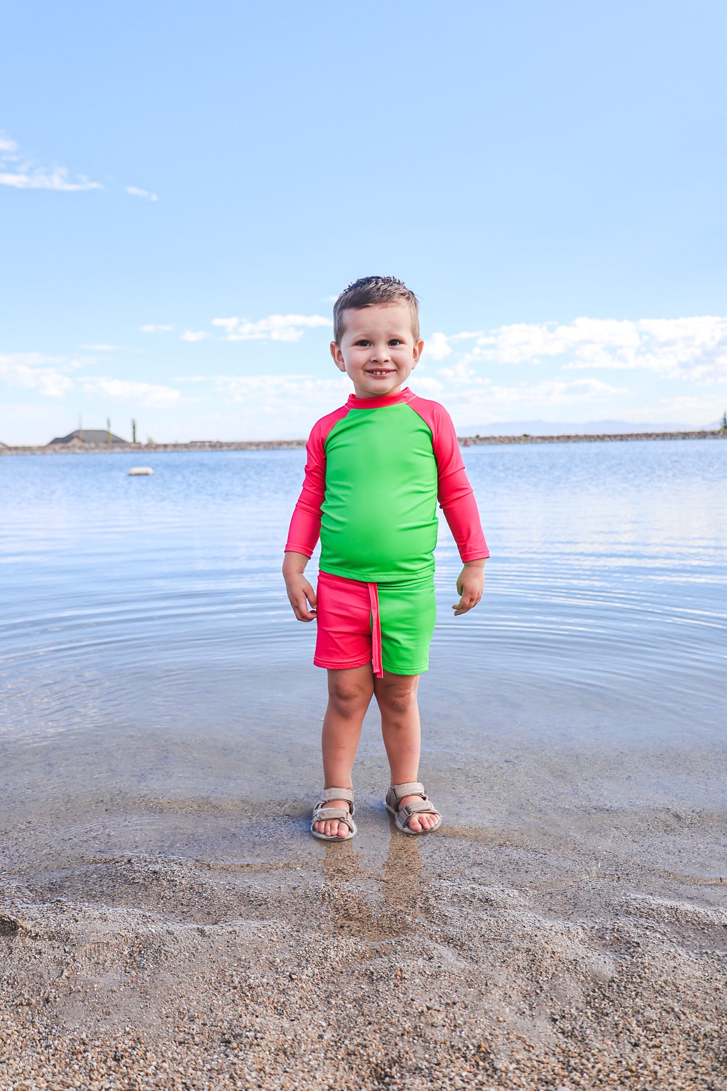Shockwave Colorblock Long Sleeve Rash Guard w/ Swim Trunks- Swim RTS