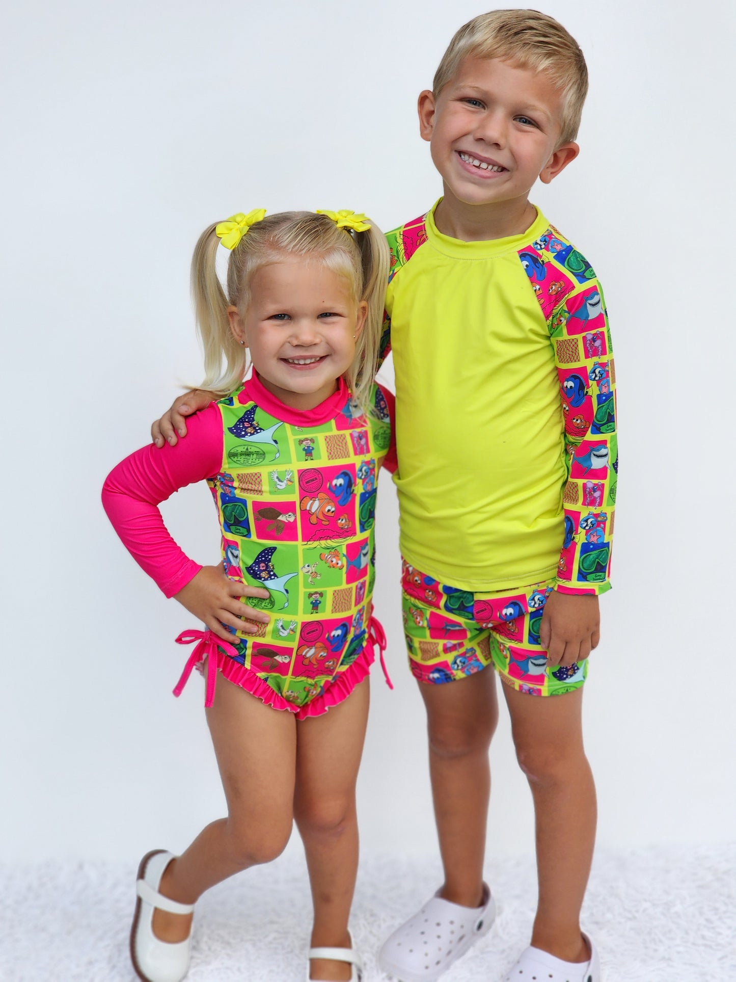 Lucky Fin Long Sleeve Rash Guard w/ Trunks- Swim RTS