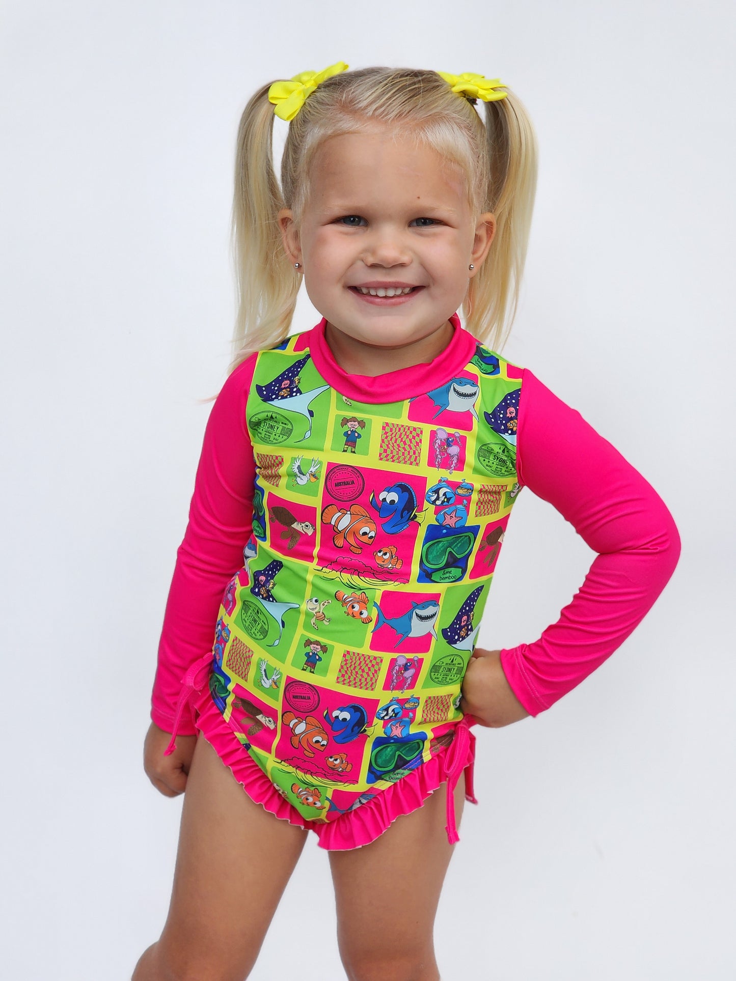 Lucky Fin Long Sleeve One Piece Swim Suit- Swim RTS