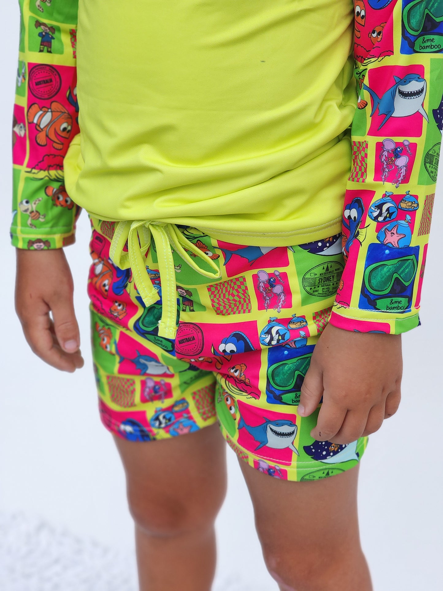 Lucky Fin Long Sleeve Rash Guard w/ Trunks- Swim RTS