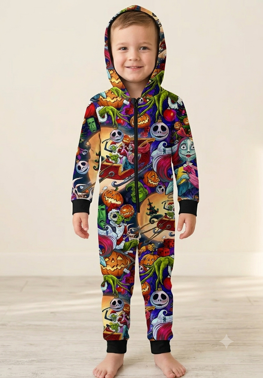 Jolly & Jacked Long Sleeve Hooded Romper- Pre-Sale