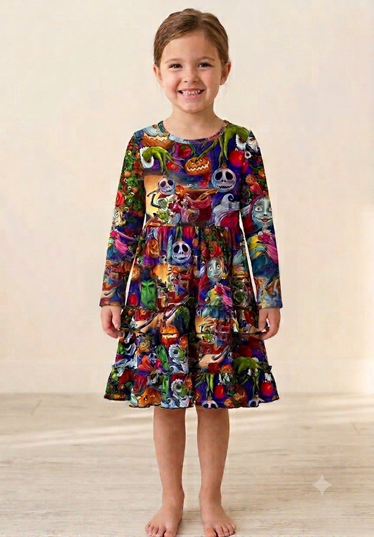 Jolly & Jacked Girls Ruffle Twirl Dress  - Pre-Sale