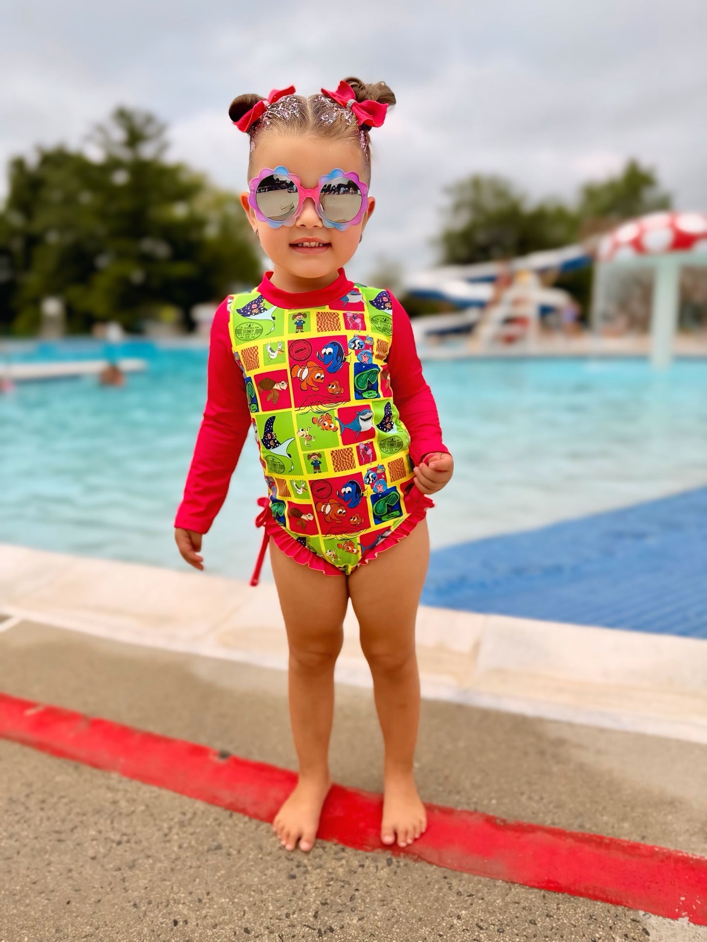 Lucky Fin Long Sleeve One Piece Swim Suit- Swim RTS