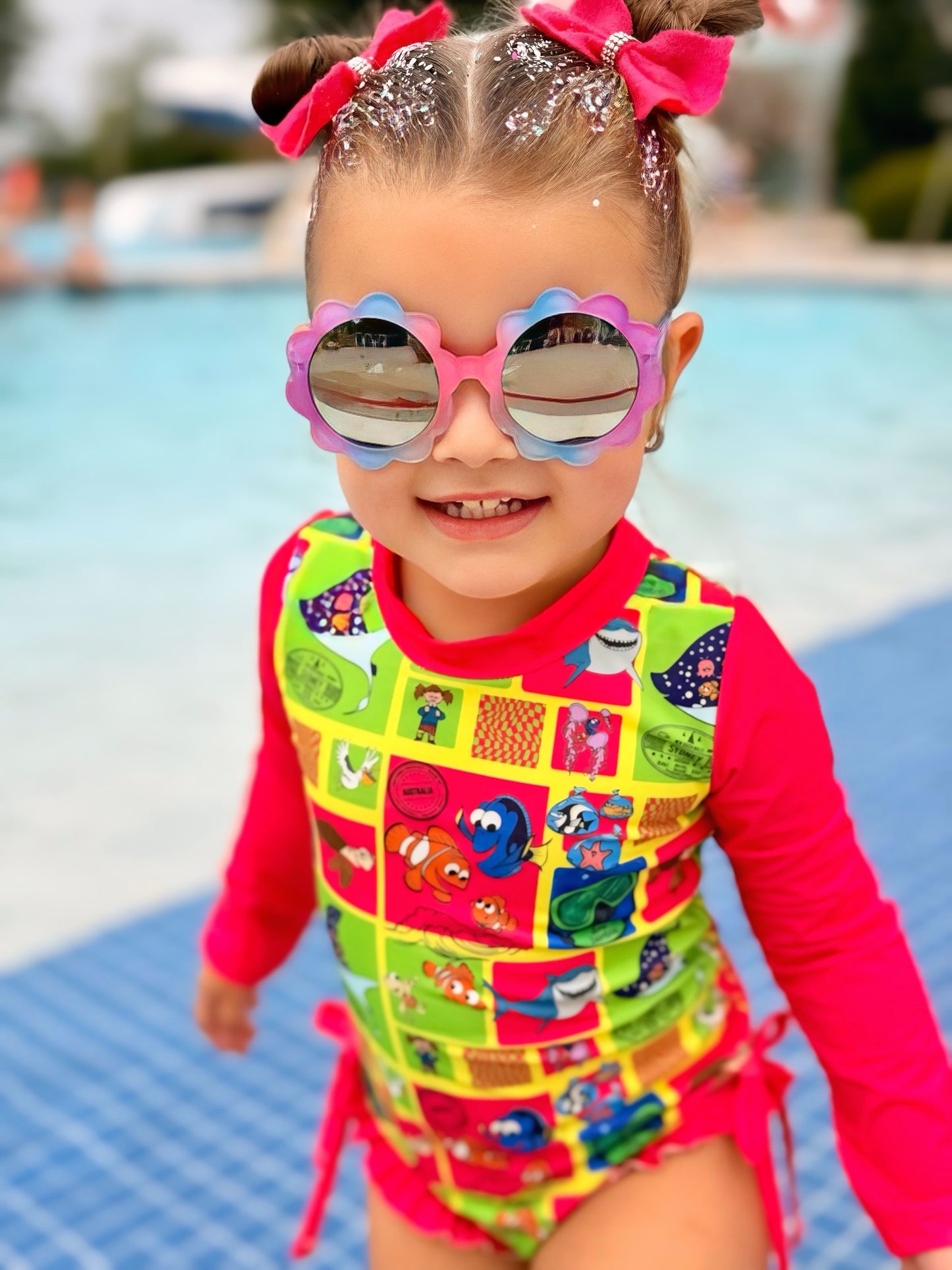 Lucky Fin Long Sleeve One Piece Swim Suit- Swim RTS