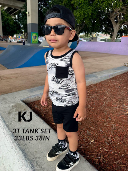 Full Throttle Kids Tank & Short Set- Tiny Rebel RTS