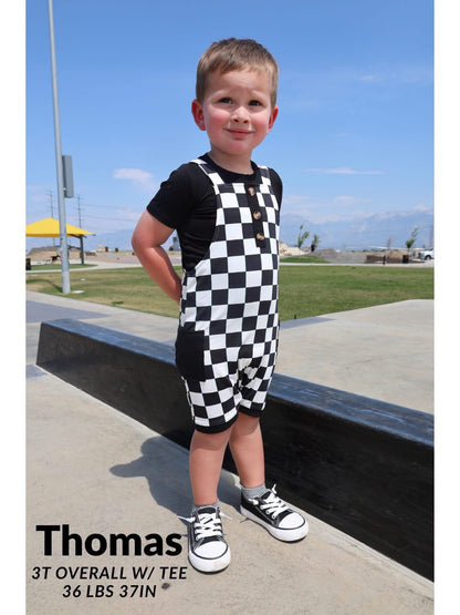 Rebel Grid Overalls w/ Tee - Tiny Rebel RTS