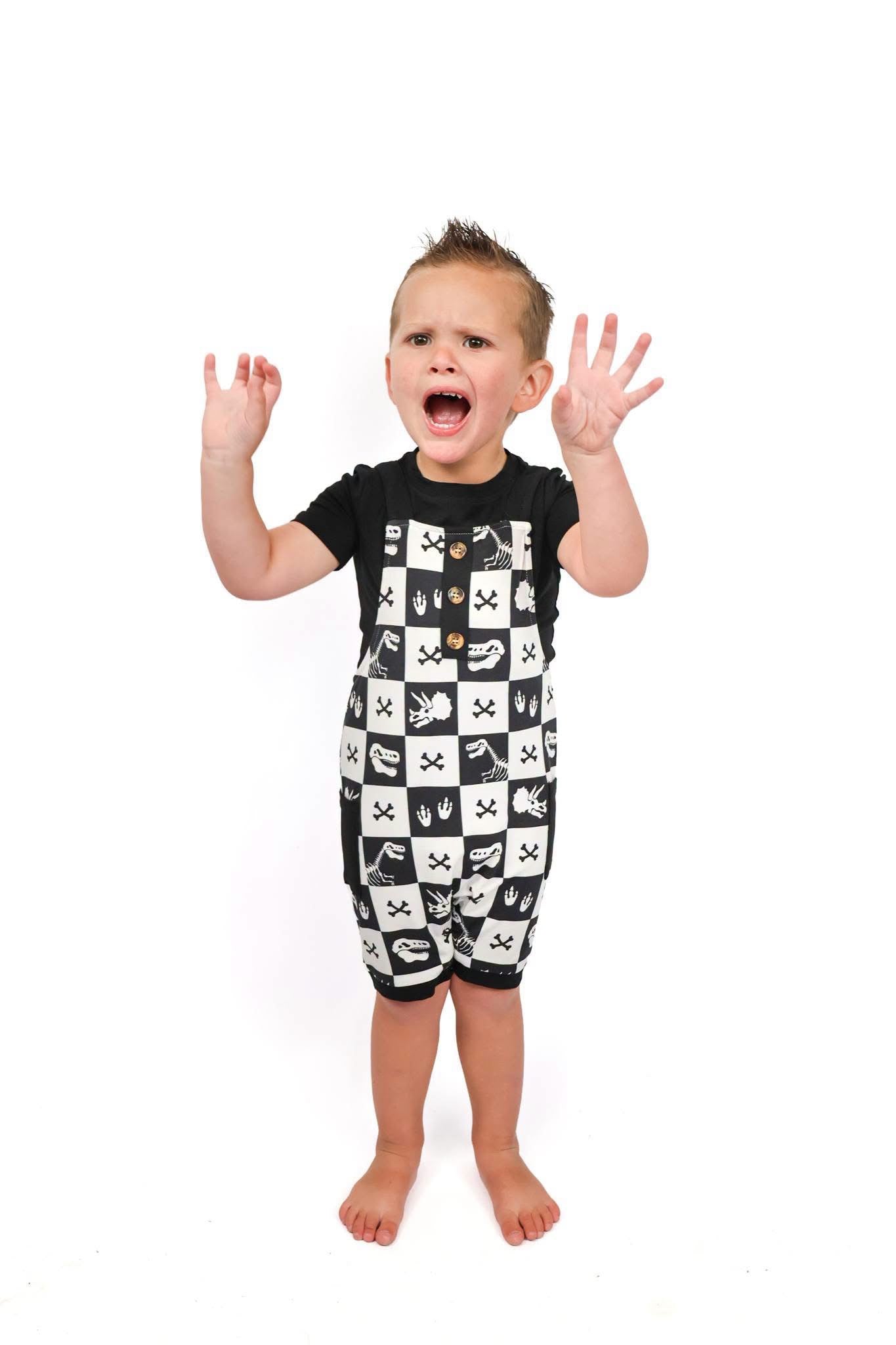Checkersaurus Short Overalls- Dino RTS