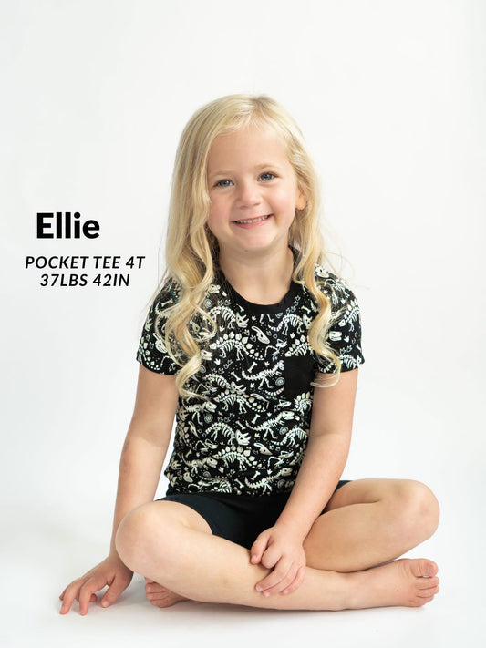 Prehistoric Glow Kids Pocket Tee- Dino RTS