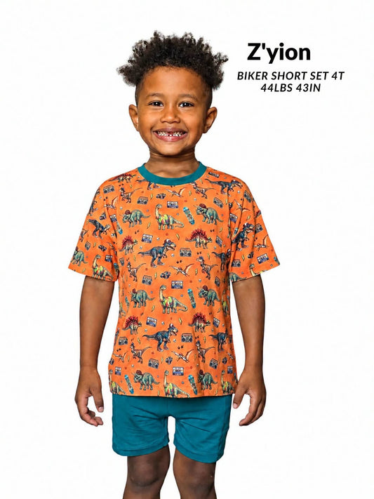 Jurassic Jams Kids Oversized Tee & Biker Short Set- Dino RTS