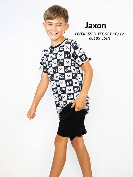 Checkersaurus Kids Oversized Tee & Short Set- Dino RTS