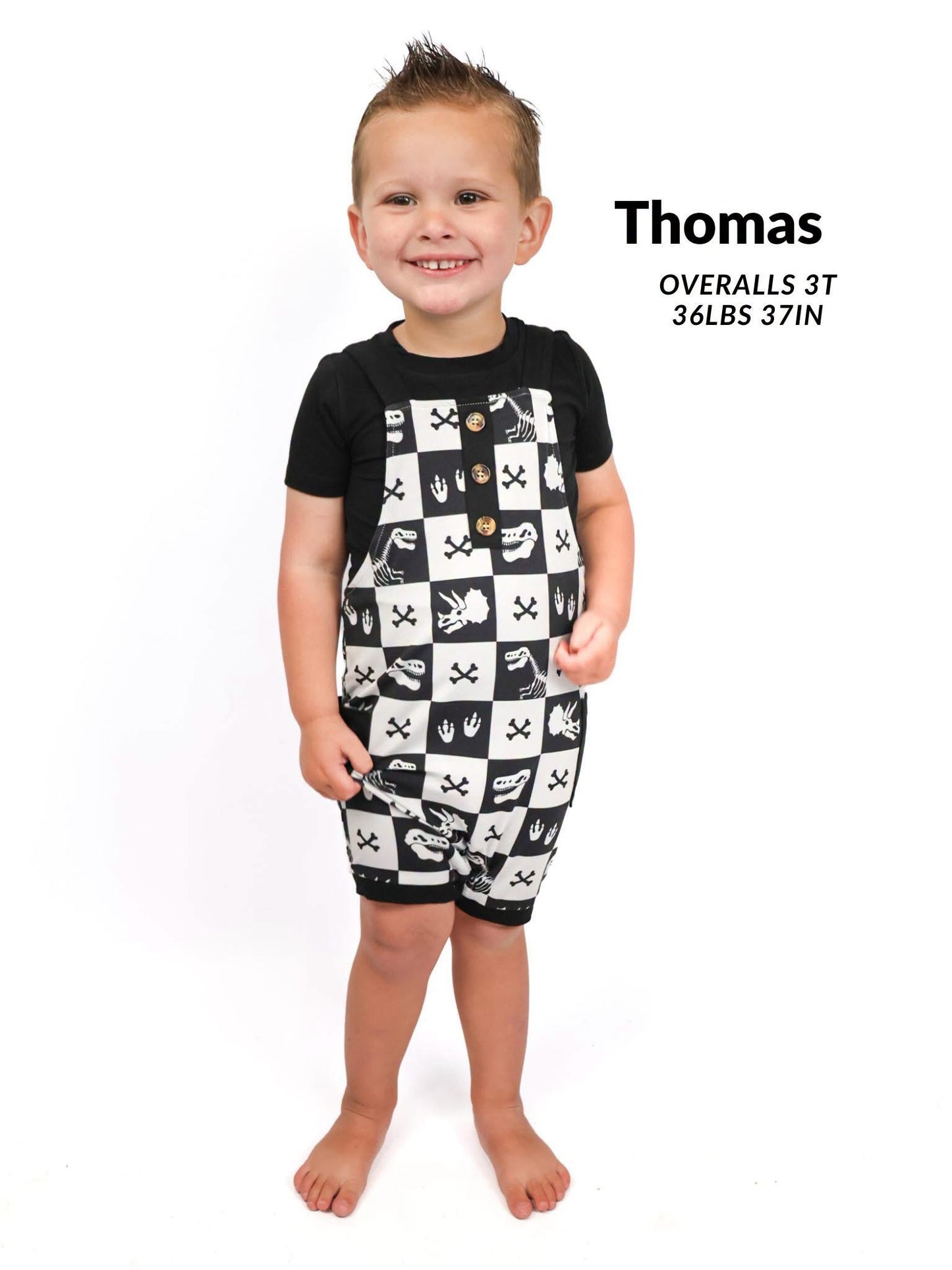 Checkersaurus Short Overalls- Dino RTS