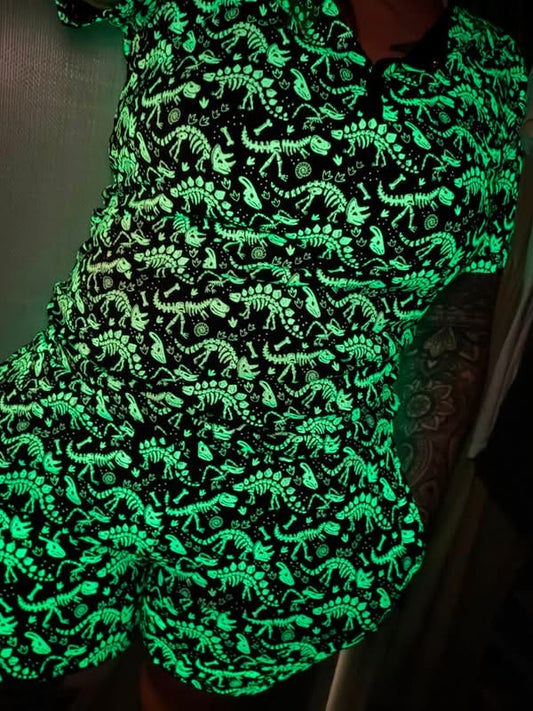Prehistoric Glow Women’s Tee & Short Pj Set- Dino RTS