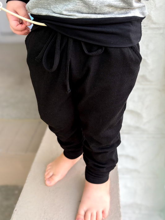Blackout Solid Ribbed Crewneck/Jogger Set- RTS