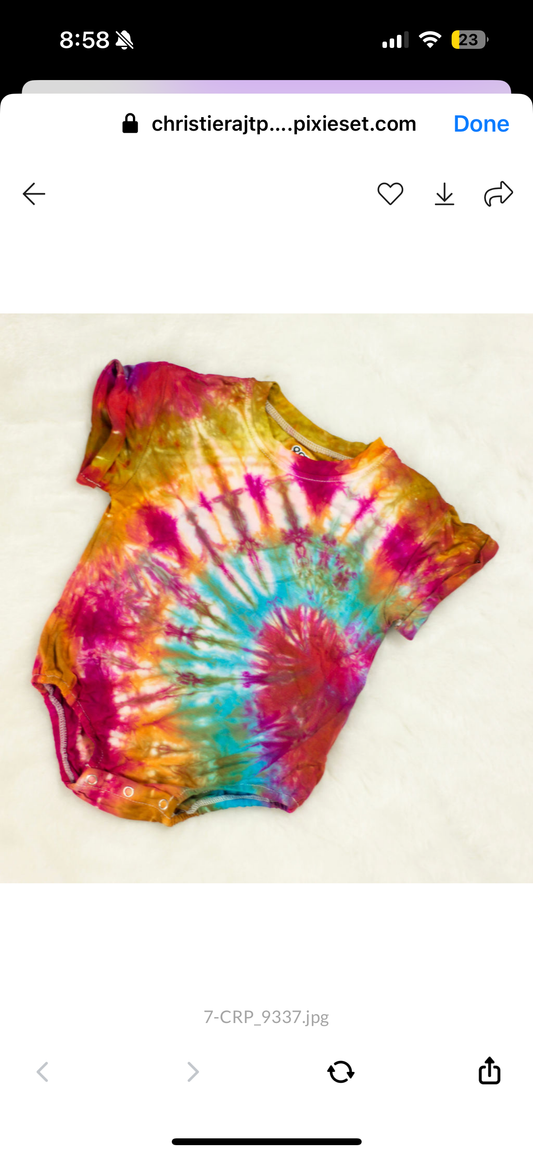 RTS- Boho baby tie dye bubble romper 6/12m