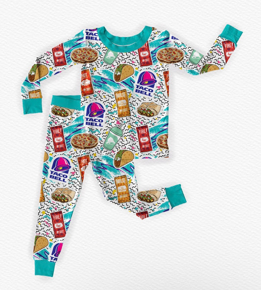 90s Taco Long Sleeve/Pant Pj Set- Snacks RTS
