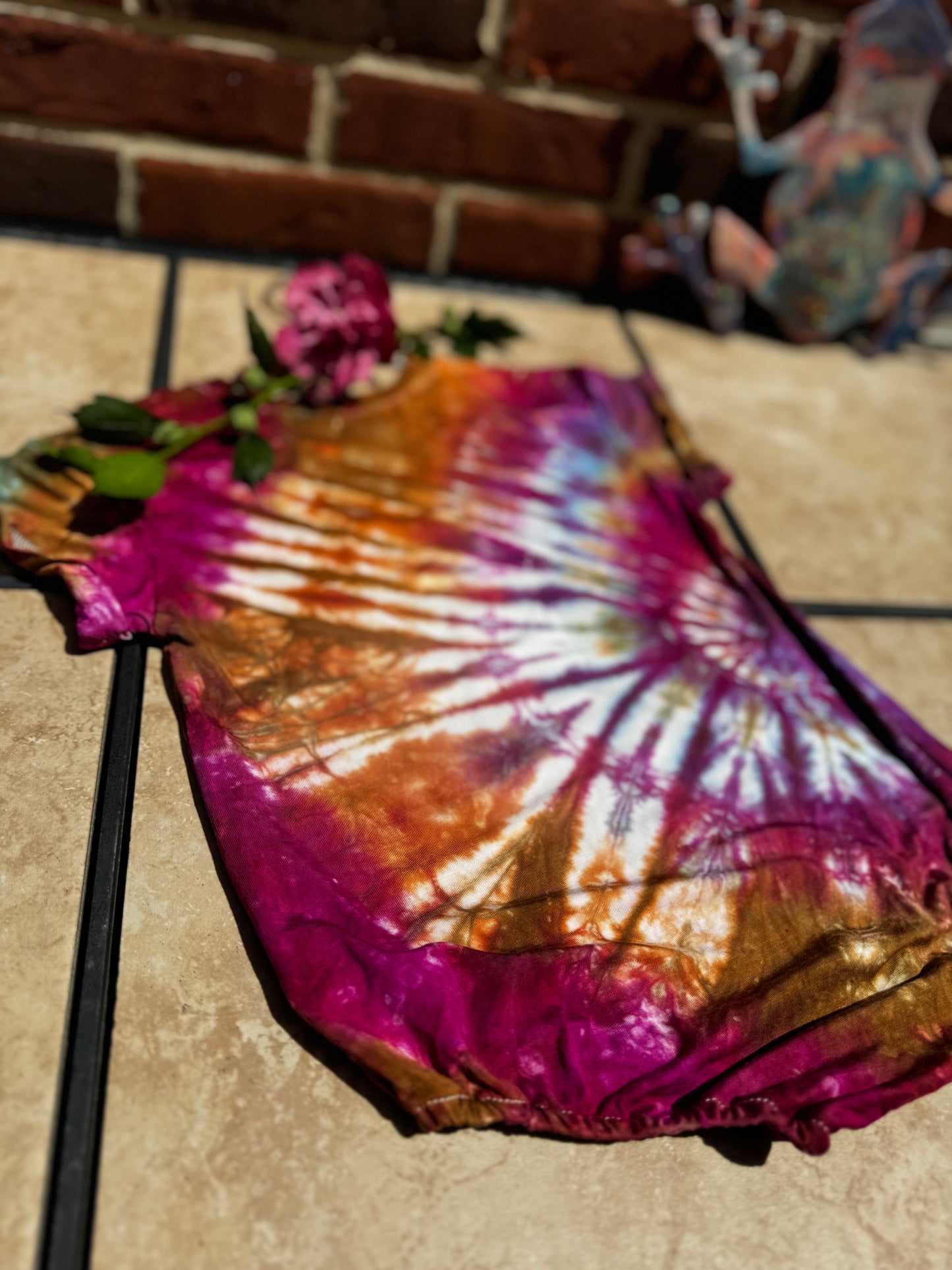 RTS- Boho baby tie dye bubble romper 18/24m