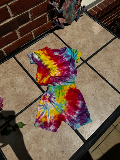 RTS- Rainbow baby tie dye 2 piece set 12/18m