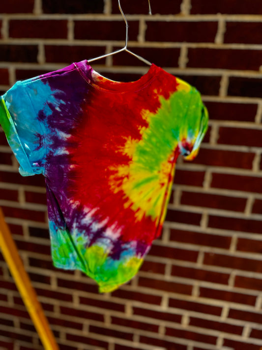 RTS- Rainbow baby tie dye bubble romper 12/18m