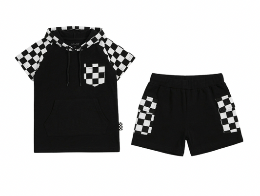 Rebel Grid Kids Hooded Tee & Cargo Short Set- Rebel Pre-Order