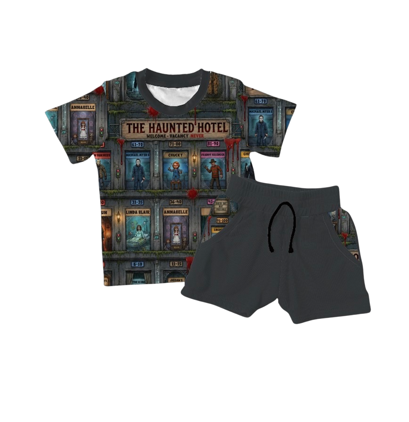 Haunted Hotel Kids Tee & Short Set - Pre-Order