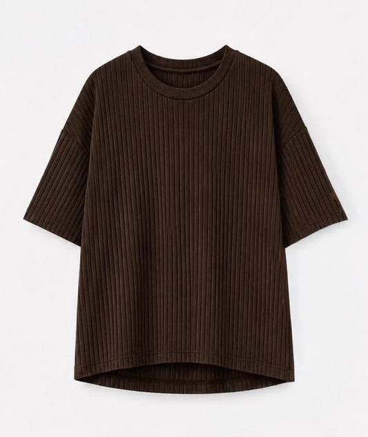 Espresso Oversized Ribbed Tee - Fall Ribbed - Pre-Order
