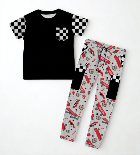 Heart Breaker Kids Cargo Terry Pant Set- Valentines RTS