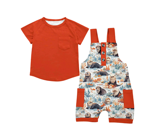 Otterly Wild Short Overalls w/ Tee- RTS