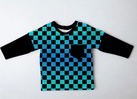 Ice Blocks Long Sleeve Pocket Tee- Winter Blues Pre-Order